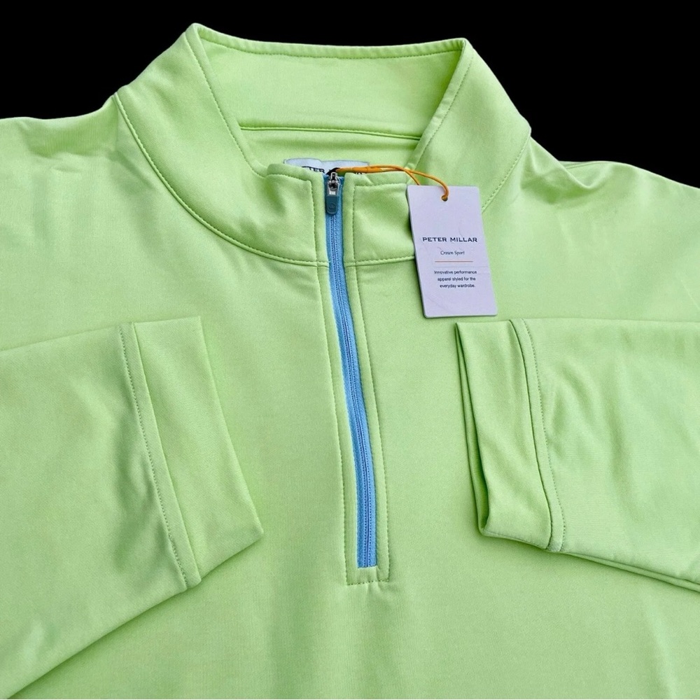 Peter Millar Crown Sport Perth Melange Quarter Zip Pullover Green LARGE $135 NWT